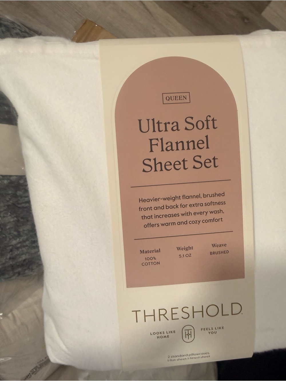 Threshold Ultra Soft Flannel Sheet Set - White with Blush Label